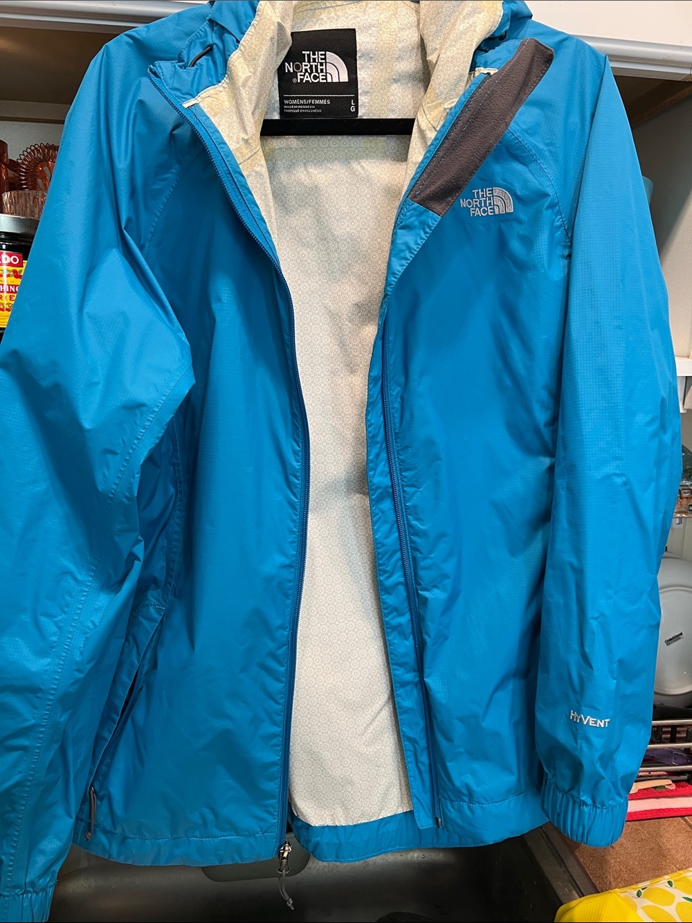 The North Face Women's Teal Blue Hike & Rain Jacket with Hood